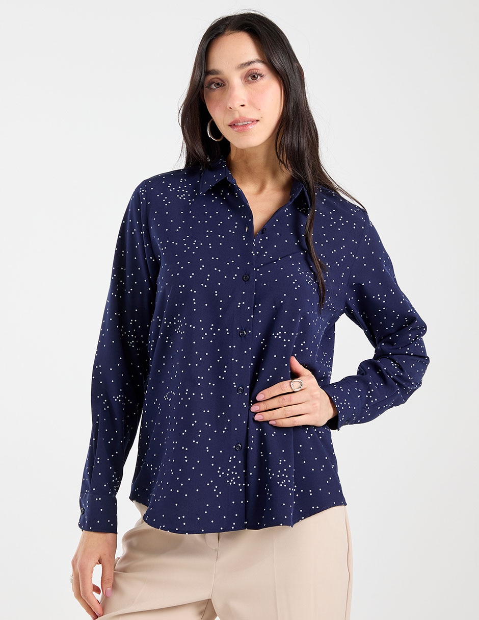 Blusa camisera Parllieni manga larga para mujer