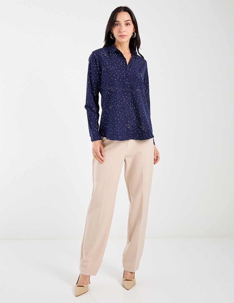 Blusa camisera Parllieni manga larga para mujer