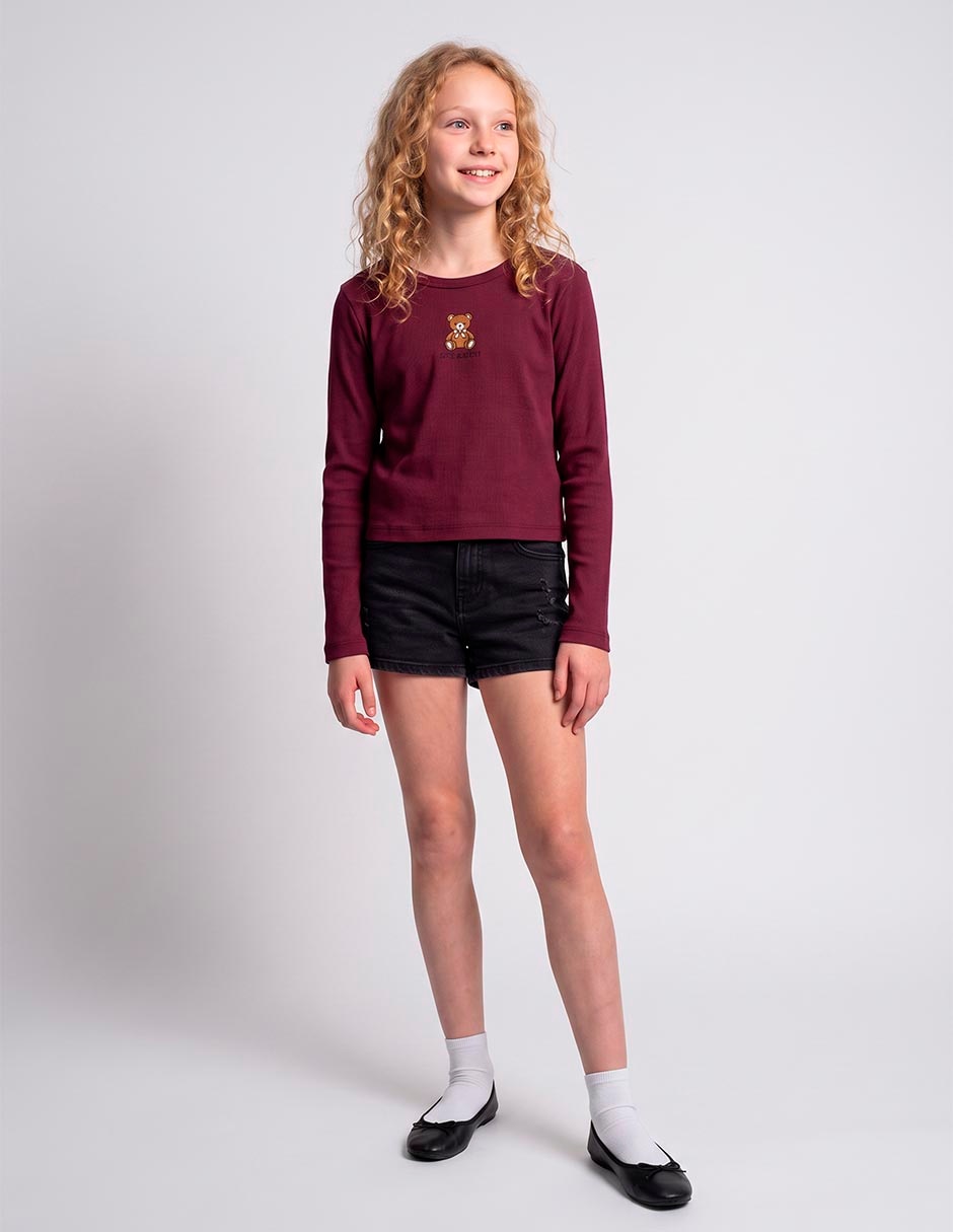 Playera manga larga para niña