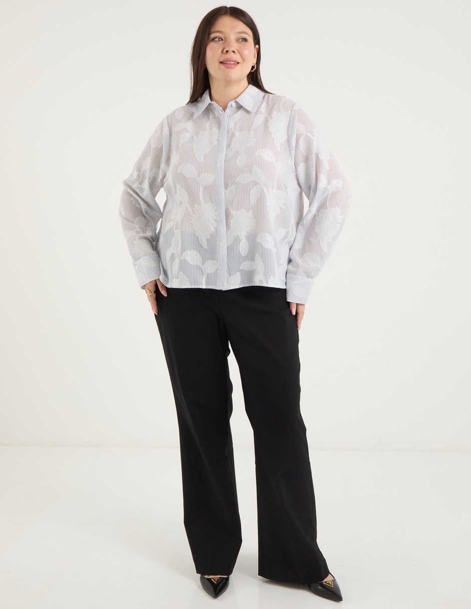 Blusa camisera Weeknd Plus manga larga para mujer 4