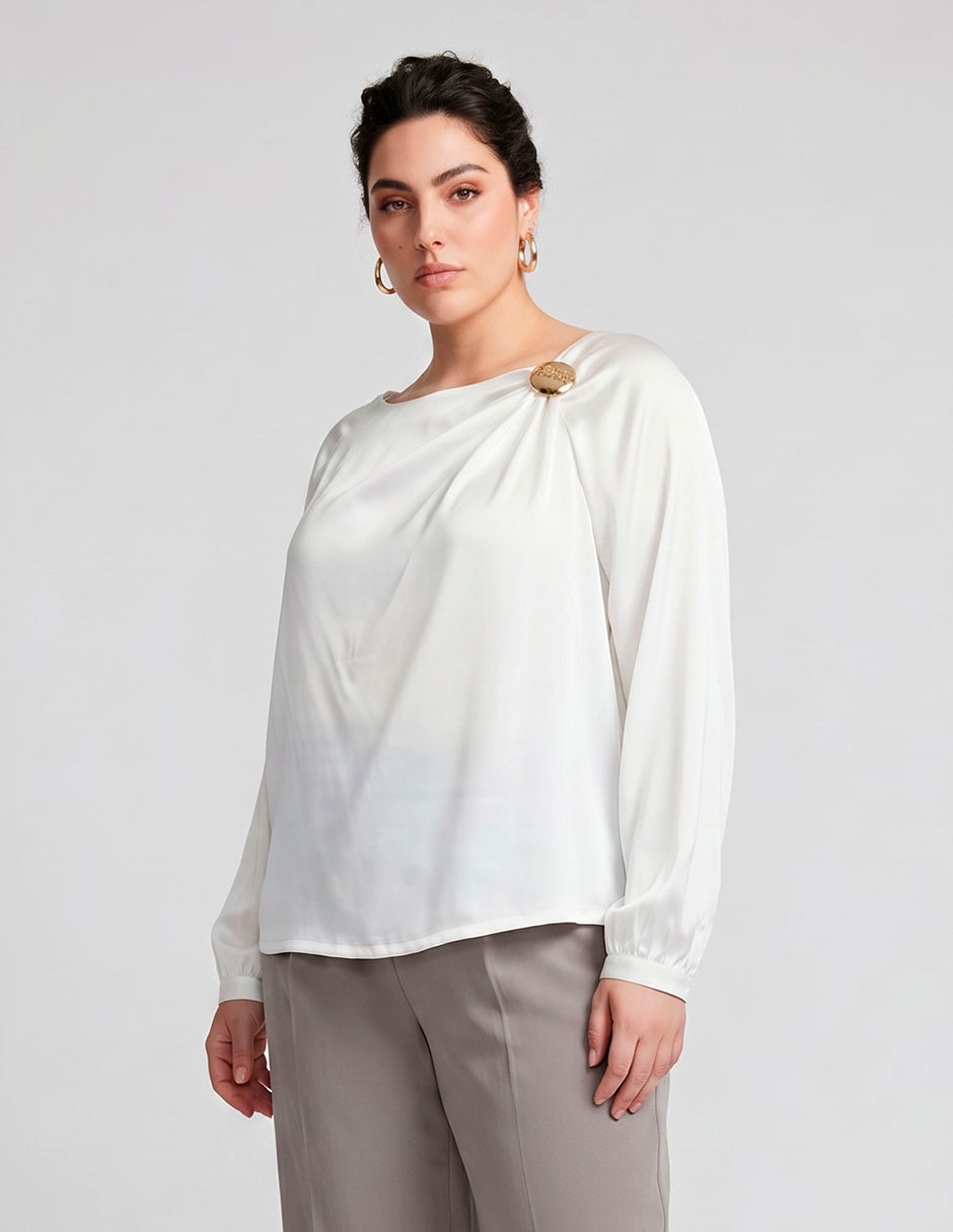 Blusa Contempo Plus manga larga para mujer