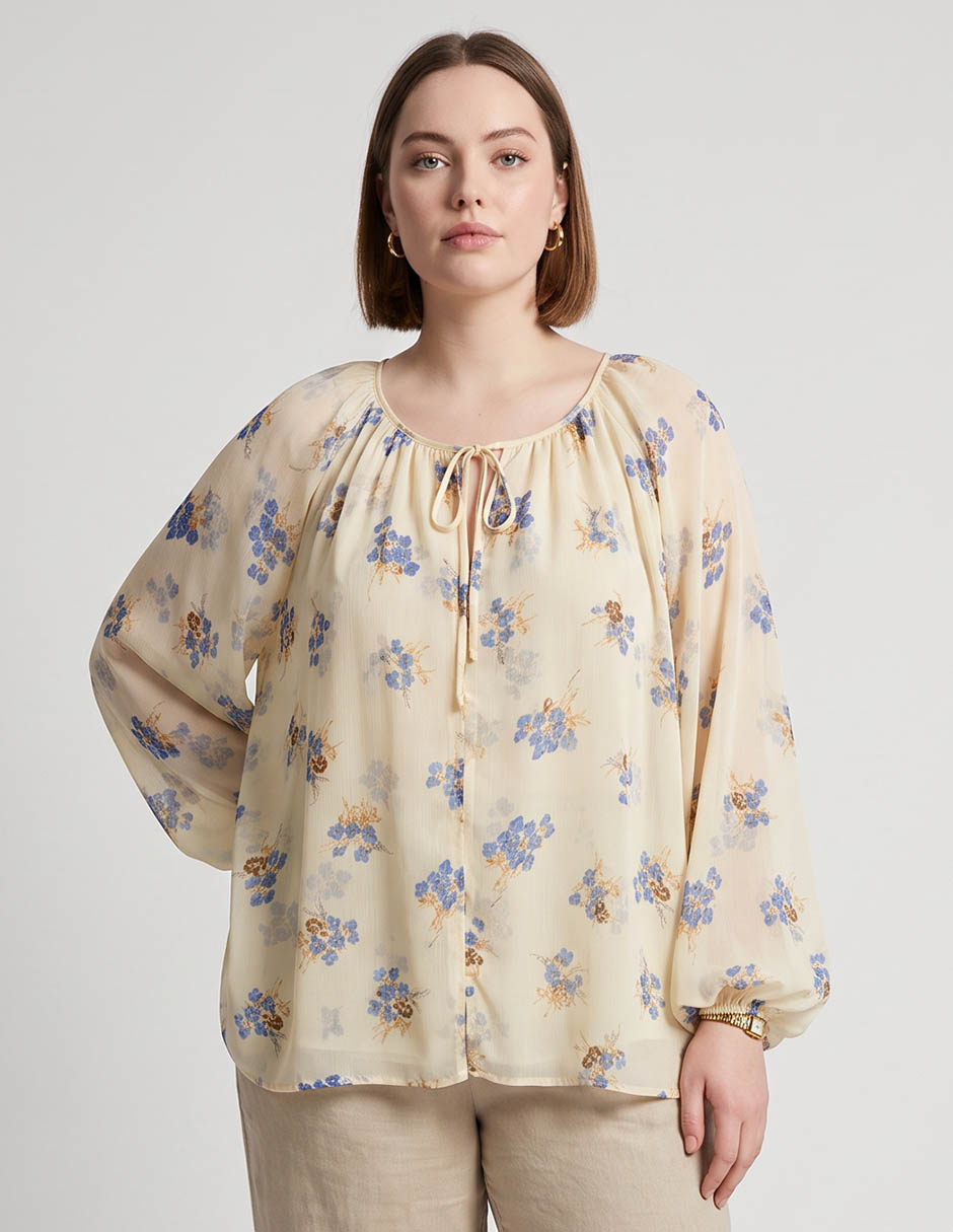 Blusa Contempo Plus manga larga para mujer