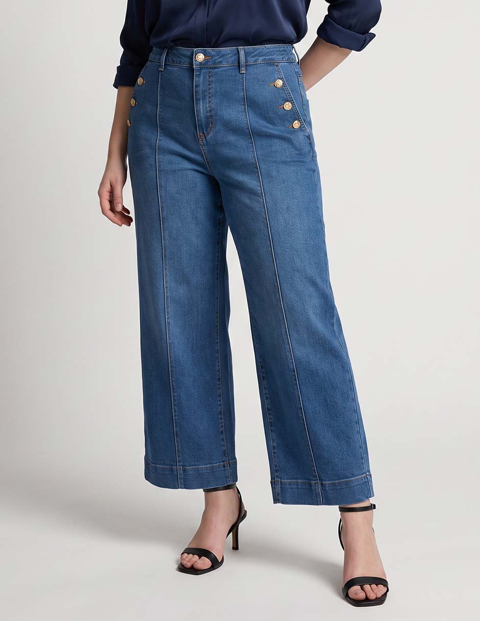 Jeans wide leg a la cintura para mujer Jeans wide leg a la cintura para mujer