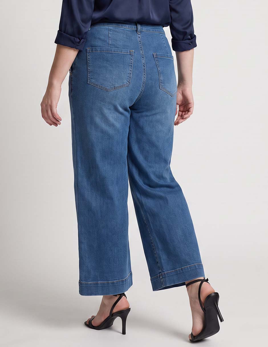 Jeans wide leg a la cintura para mujer 2