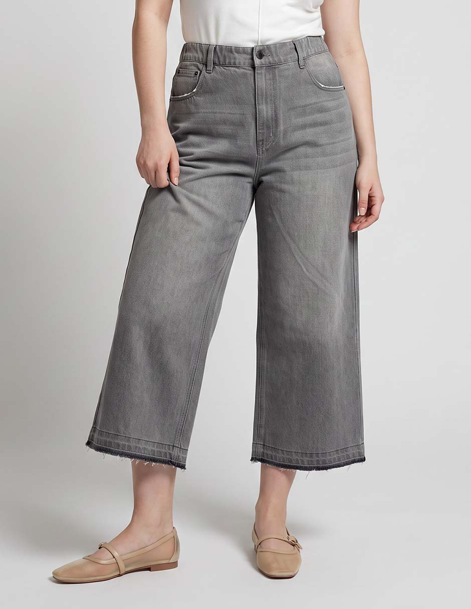Jeans capri wide leg para mujer Jeans capri wide leg para mujer