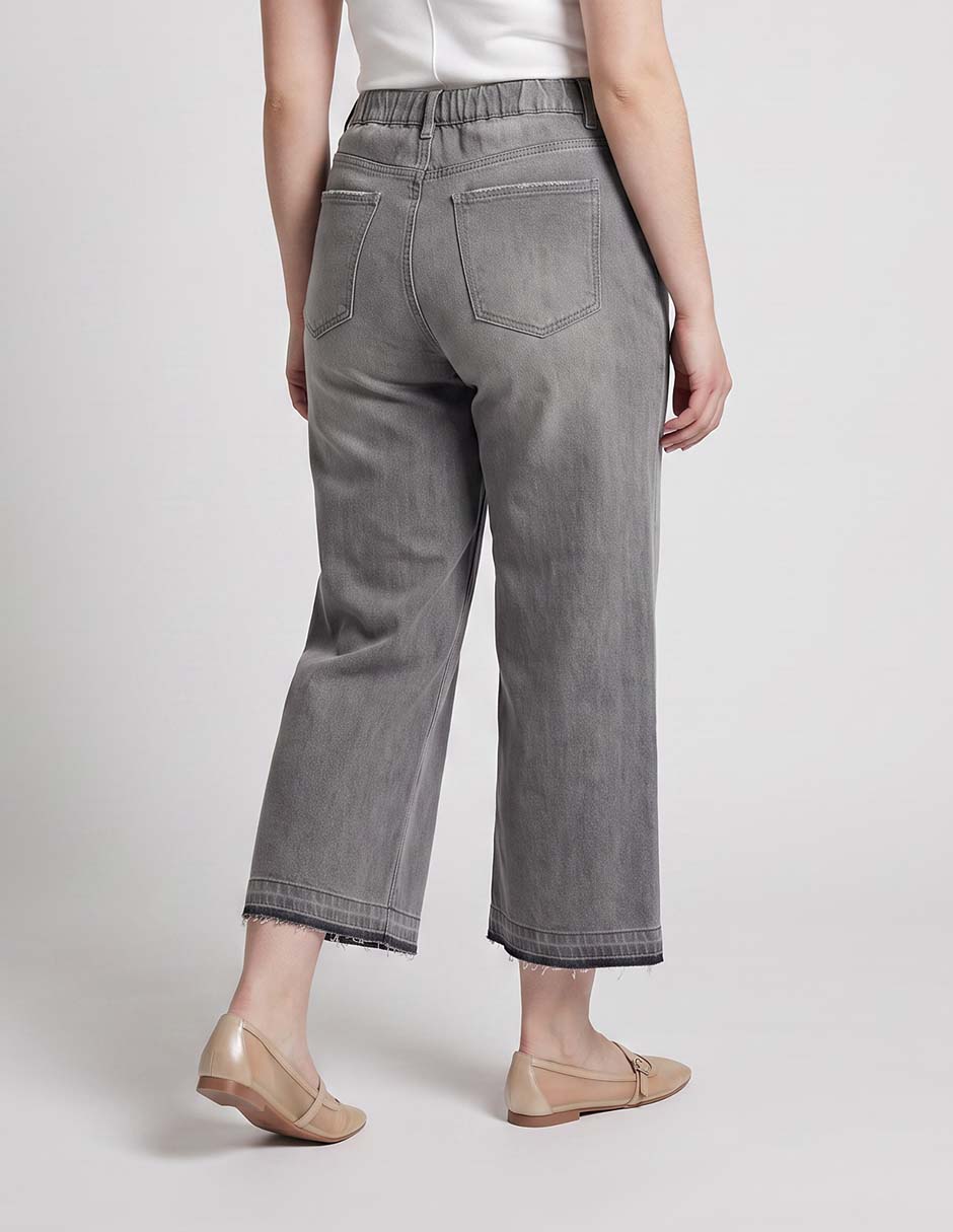 Jeans capri wide leg para mujer
