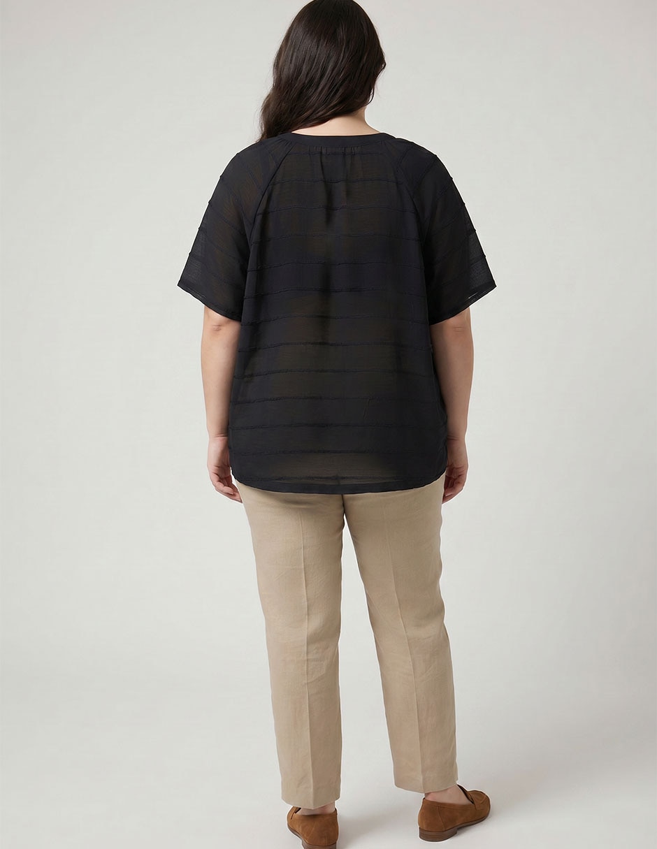 Playera manga al codo cuello redondo mujer 2