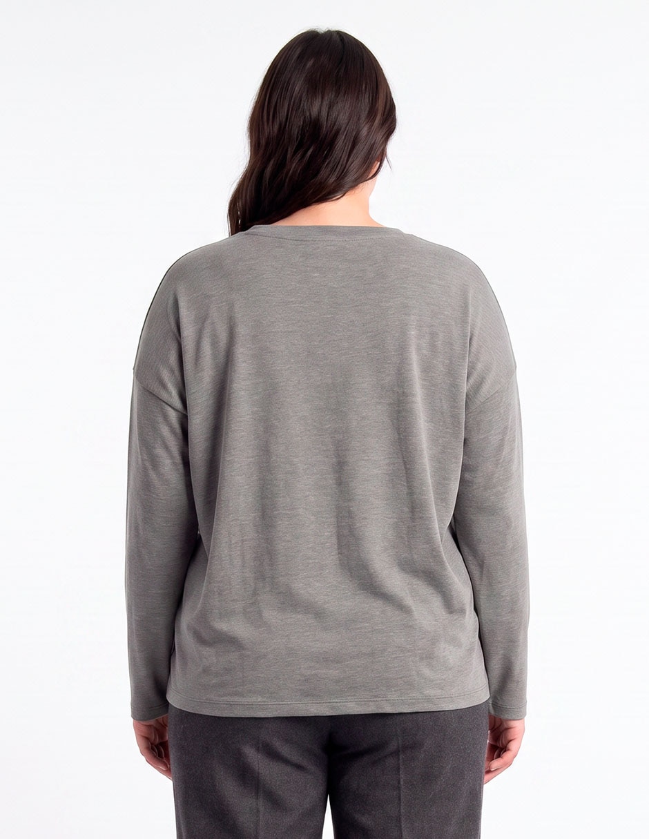 Playera manga larga cuello redondo para mujer 2