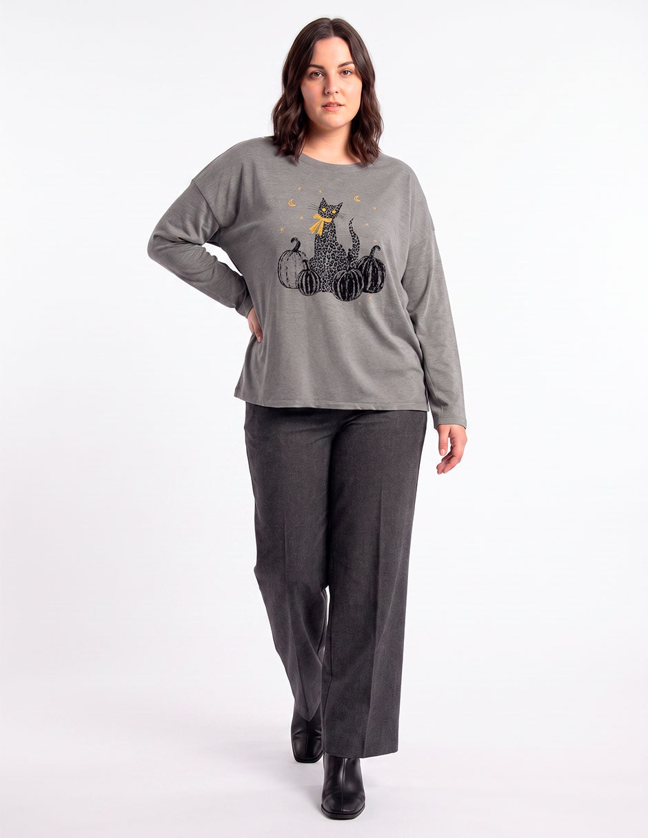 Playera manga larga cuello redondo para mujer 3