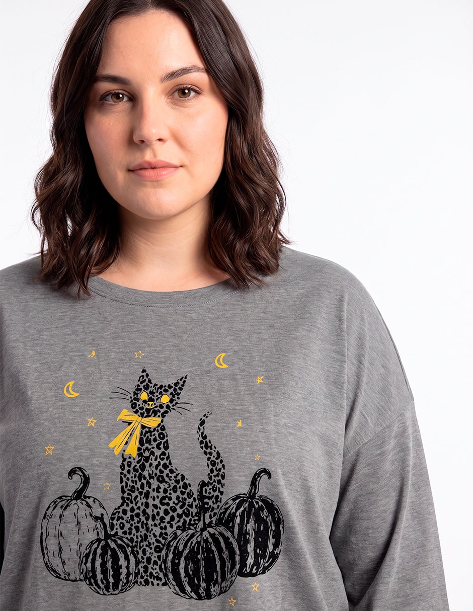Playera manga larga cuello redondo para mujer 4