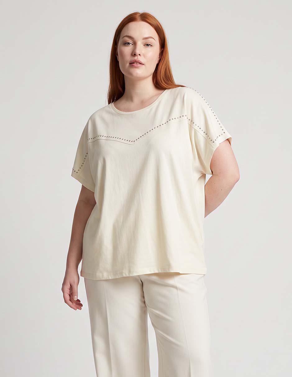Playera manga corta cuello redondo mujer