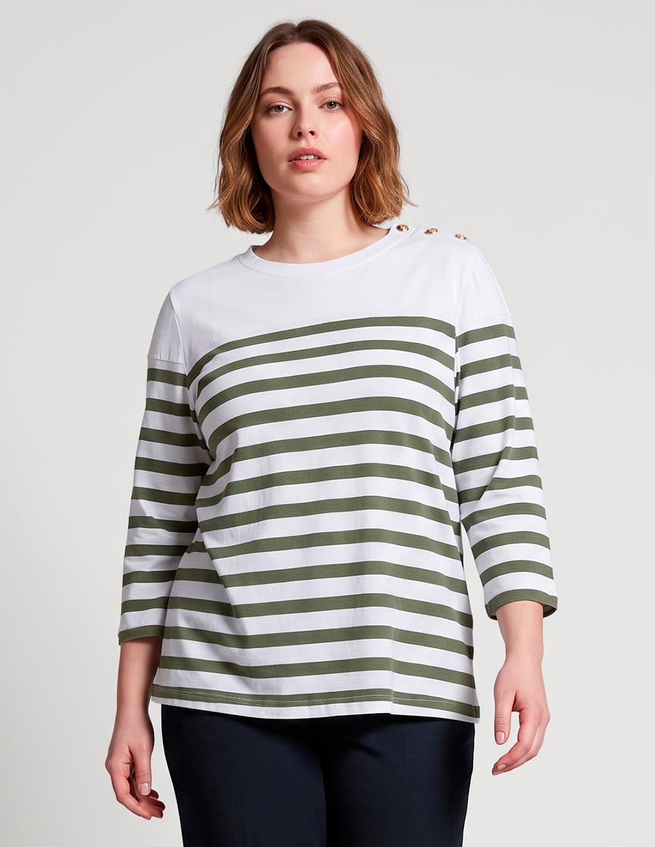 Playera manga larga cuello redondo mujer