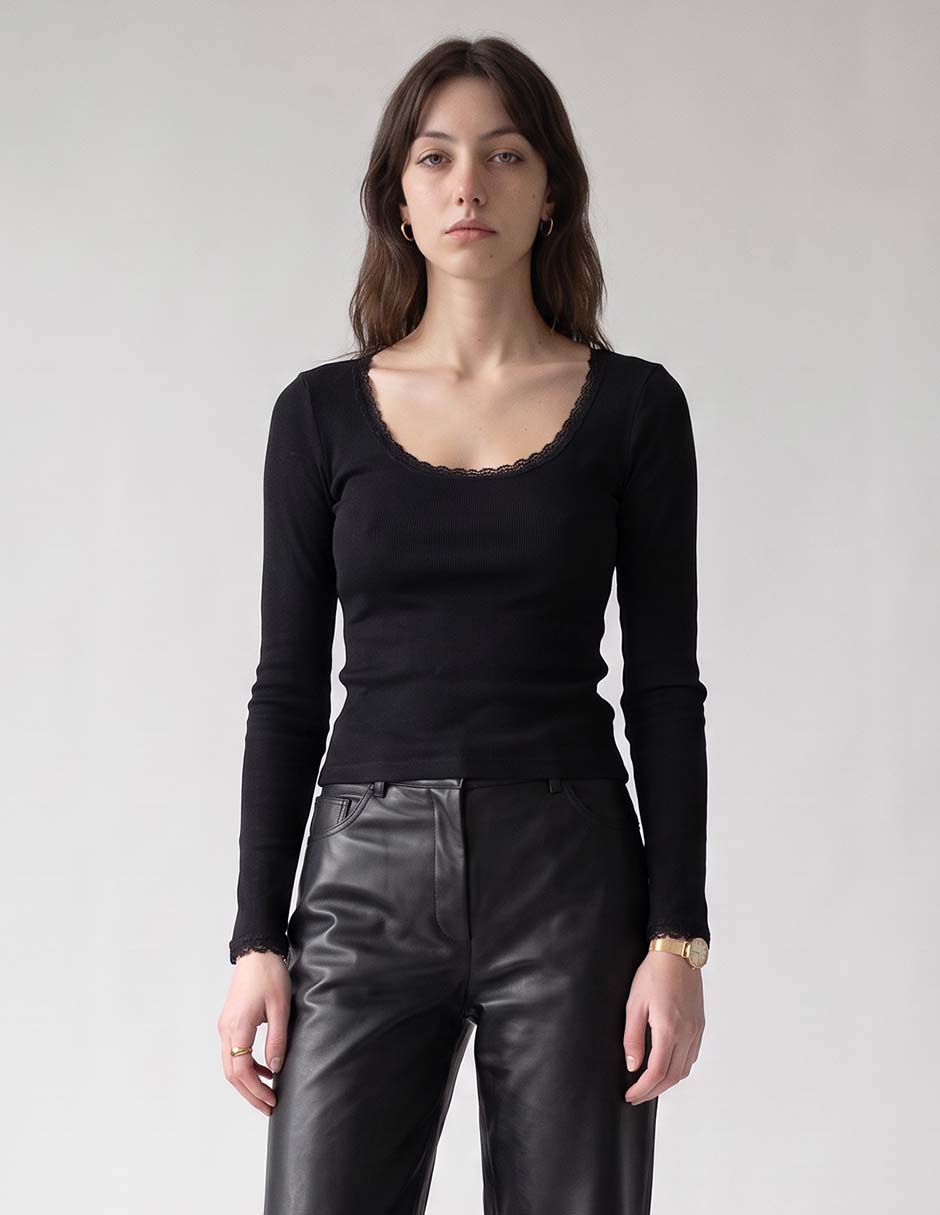 Playera manga larga cuello redondo para mujer Playera manga larga cuello redondo para mujer