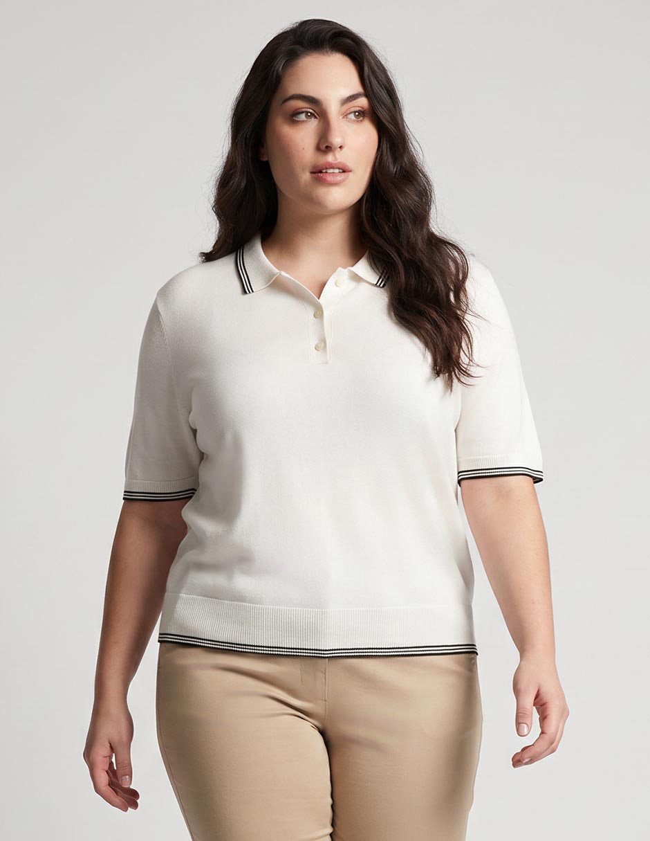 Playera manga corta cuello Polo para mujer