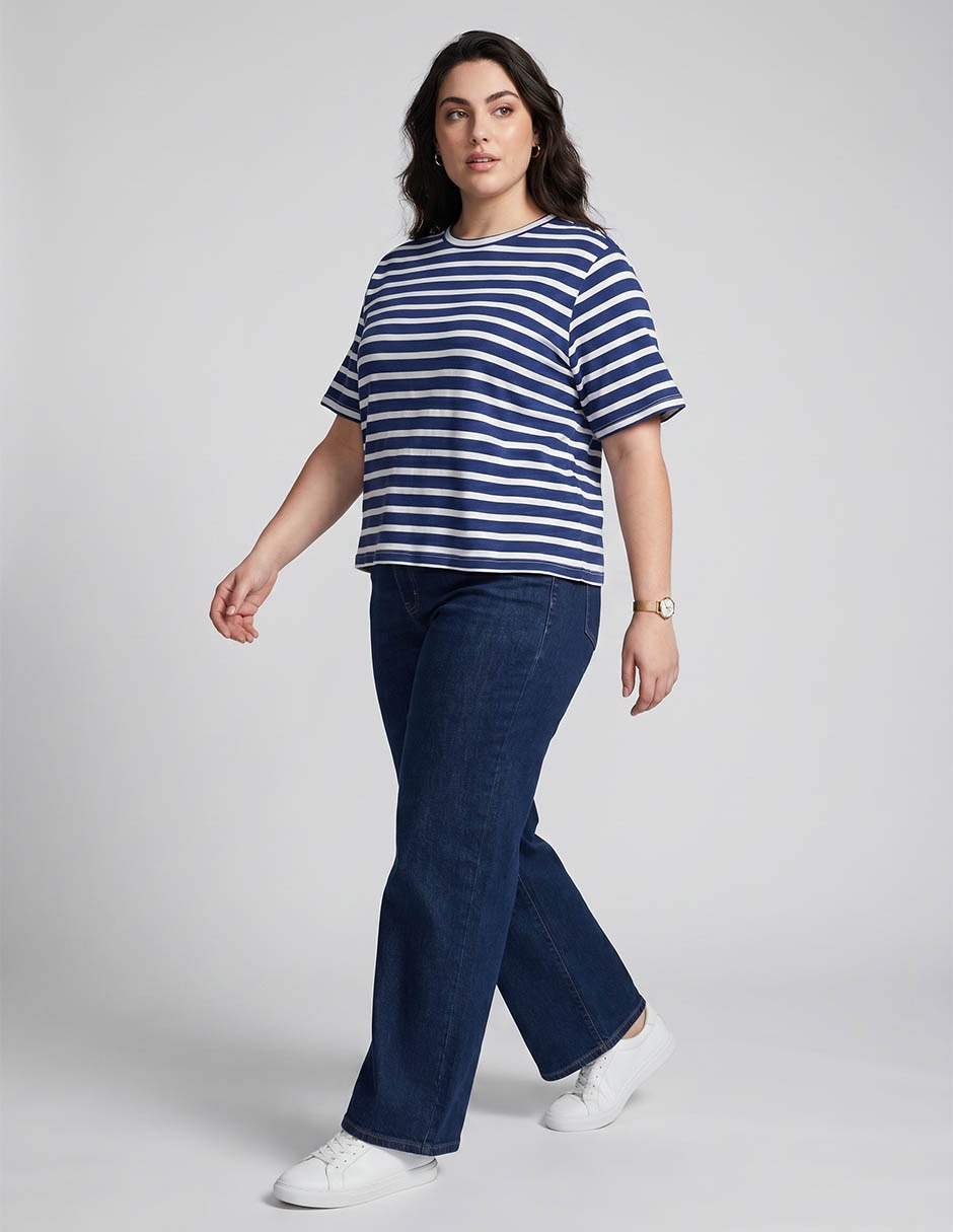 Playera manga al codo cuello redondo para mujer Playera manga al codo cuello redondo para mujer