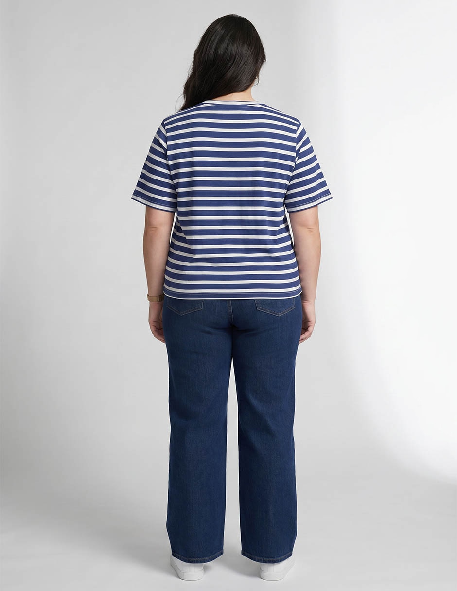Playera manga al codo cuello redondo para mujer 2