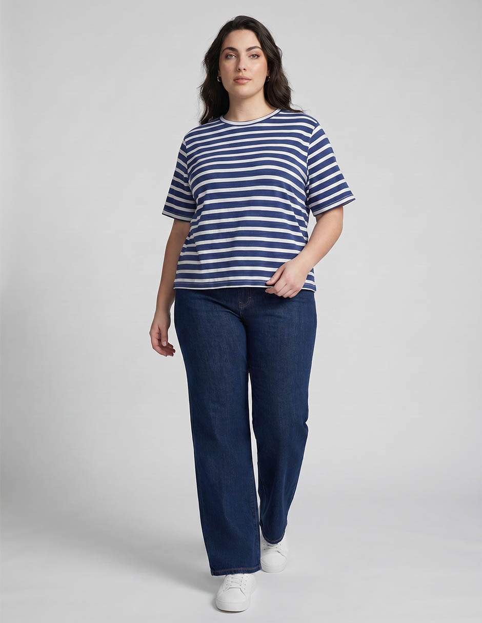 Playera manga al codo cuello redondo para mujer 3