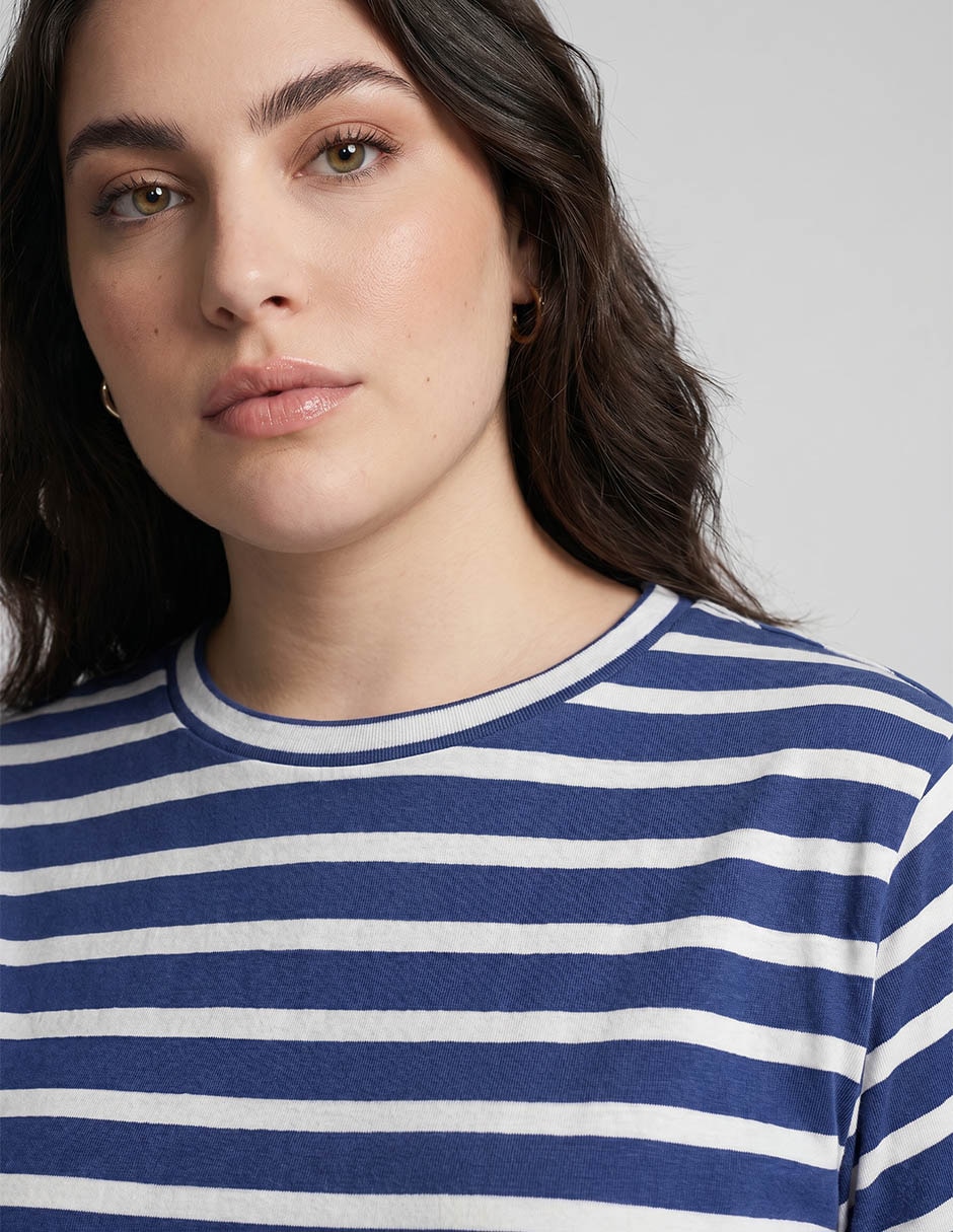 Playera manga al codo cuello redondo para mujer 4