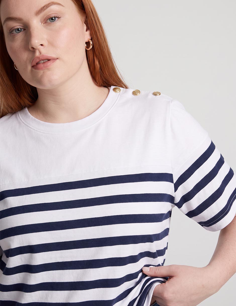 Playera manga al codo weekend plus cuello redondo para mujer
