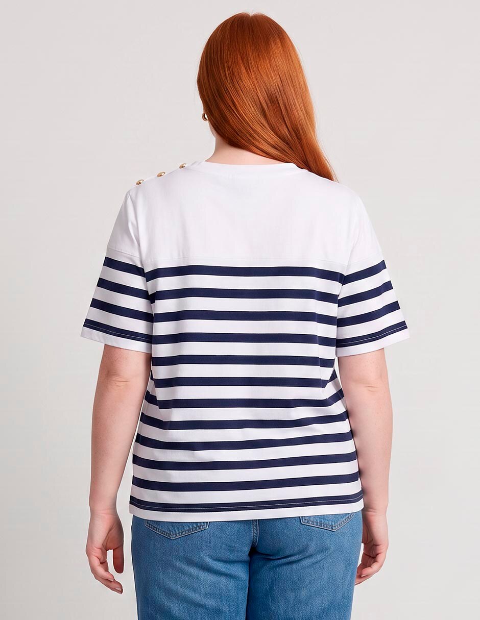 Playera manga al codo cuello redondo mujer 2