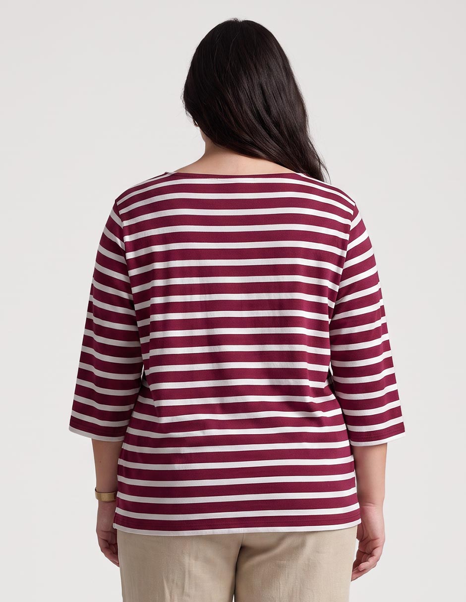 Playera manga 3/4 cuello redondo mujer