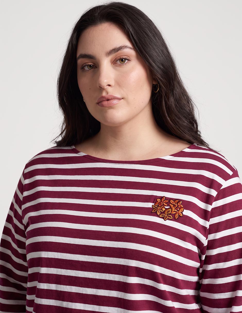 Playera manga 3/4 cuello redondo mujer