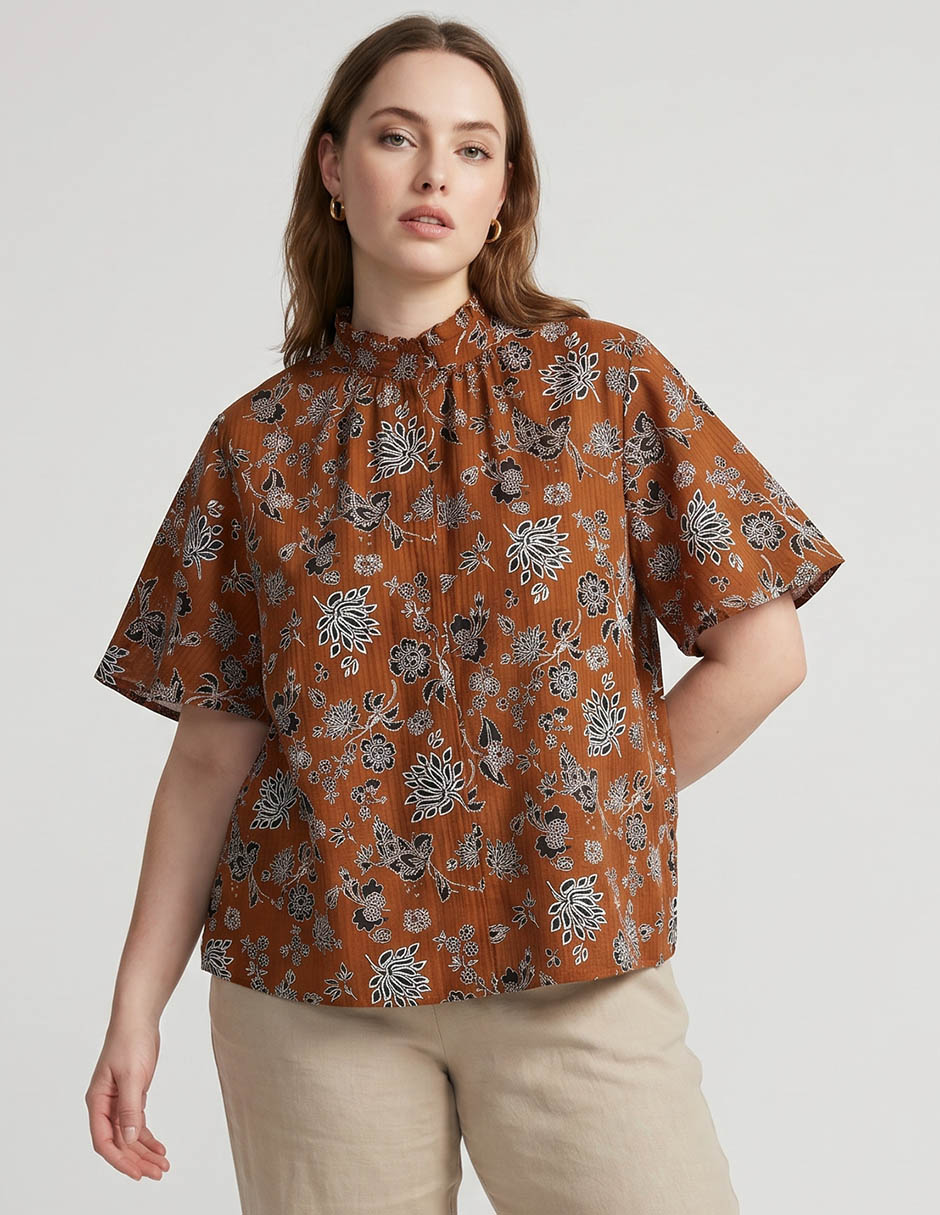 Blusa manga al codo para mujer