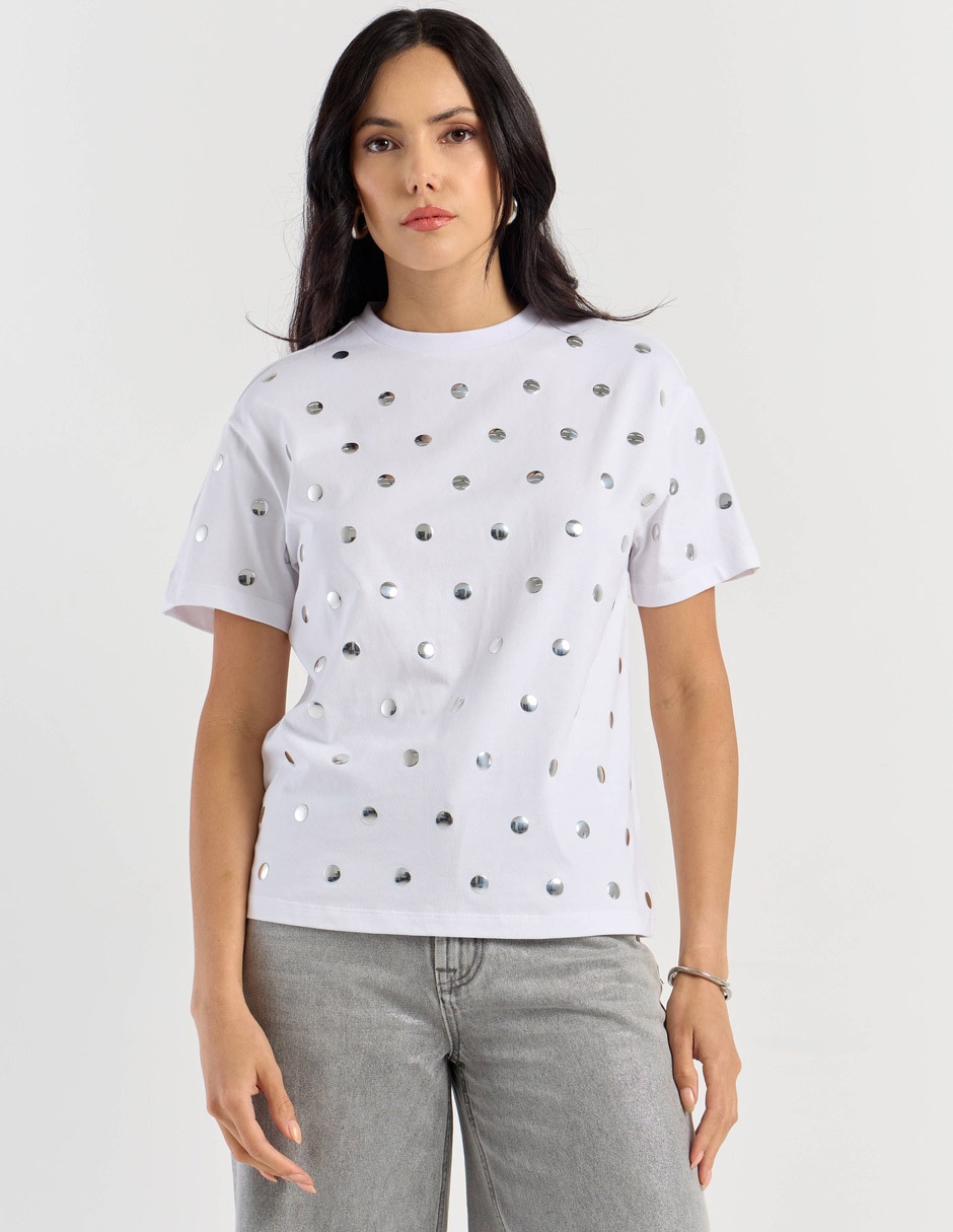 Playera manga corta cuello redondo para mujer