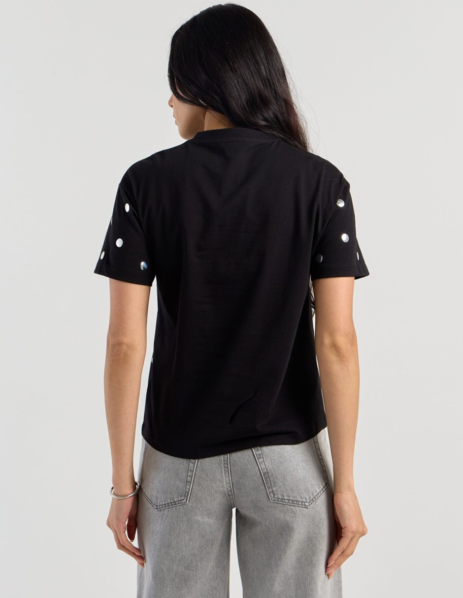 Playera manga corta cuello redondo para mujer 6
