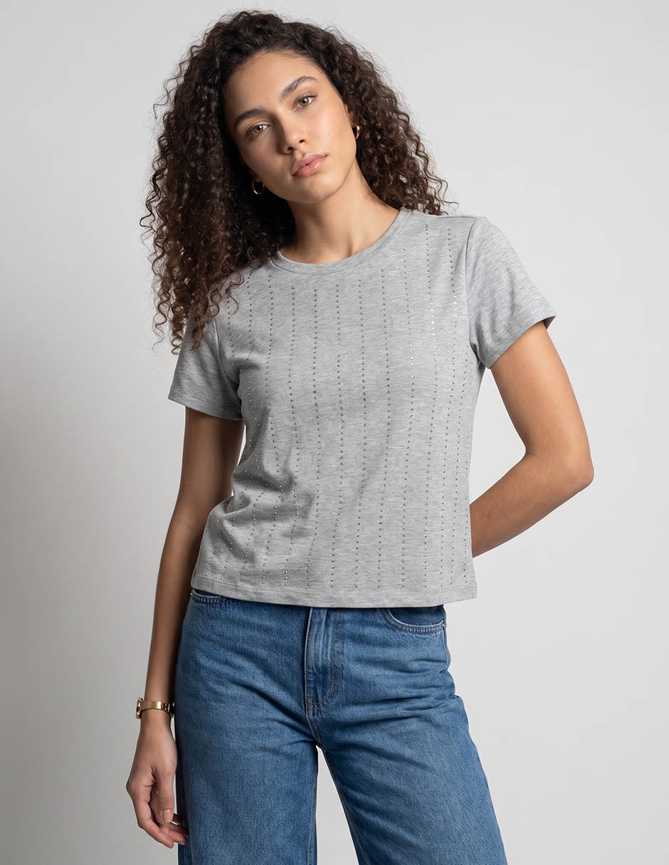 Playera manga corta cuello redondo para mujer