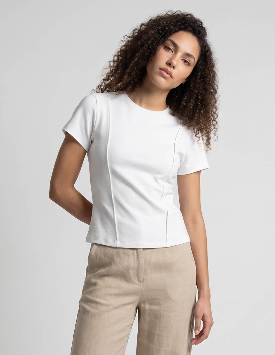 Playera manga corta cuello redondo para mujer Playera manga corta cuello redondo para mujer