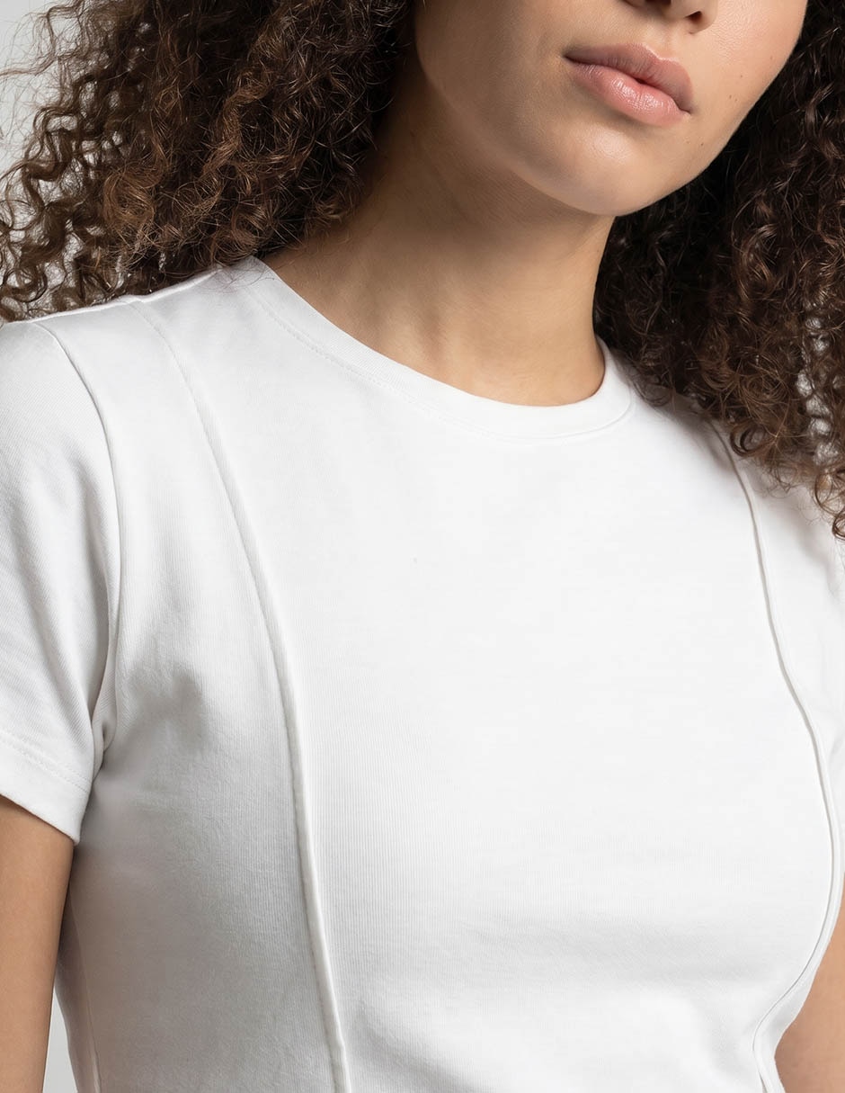Playera manga corta Metropolis cuello redondo para mujer