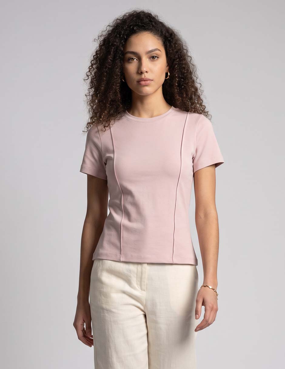 Playera manga corta cuello redondo para mujer 1