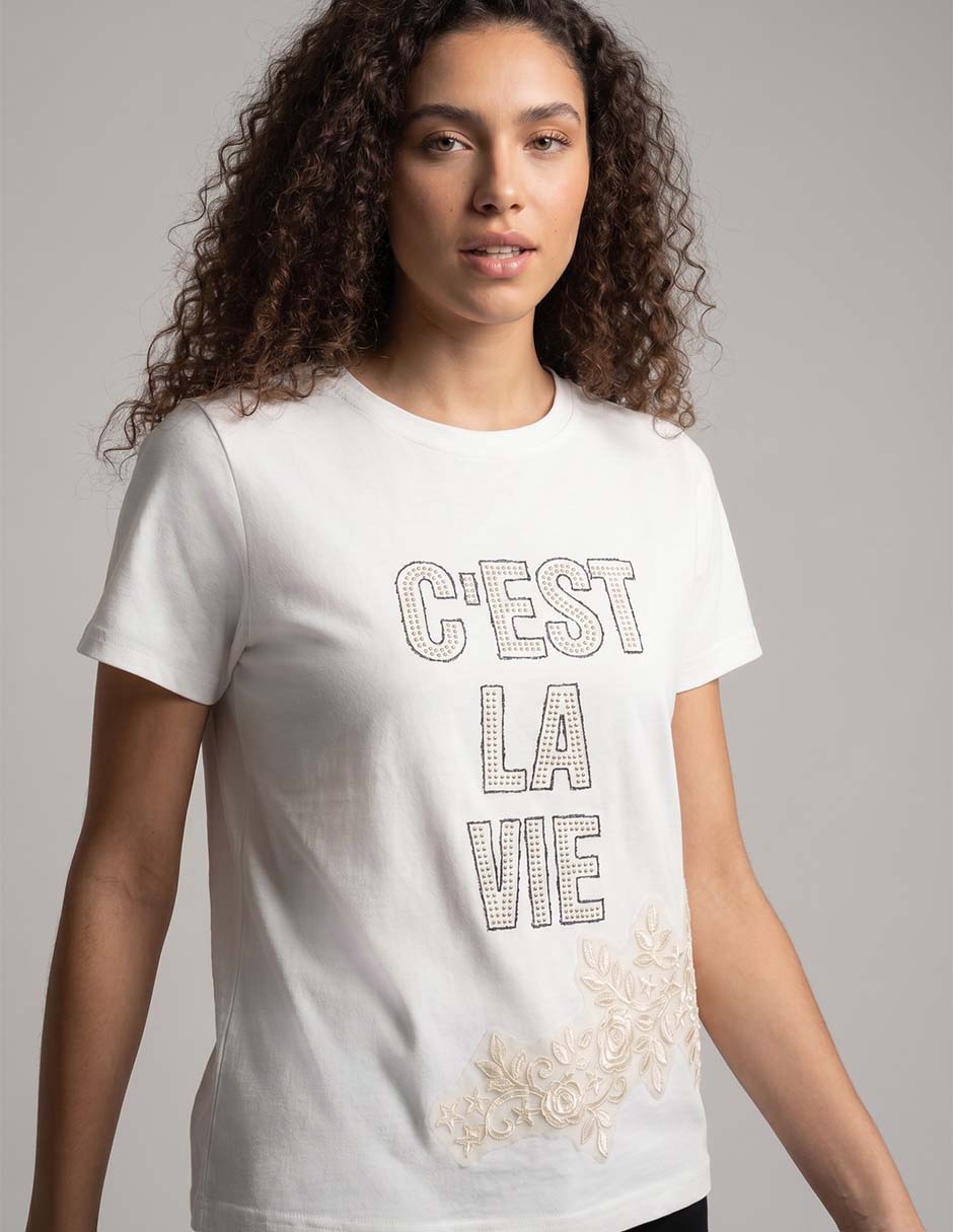 Playera manga corta cuello redondo para mujer Playera manga corta cuello redondo para mujer