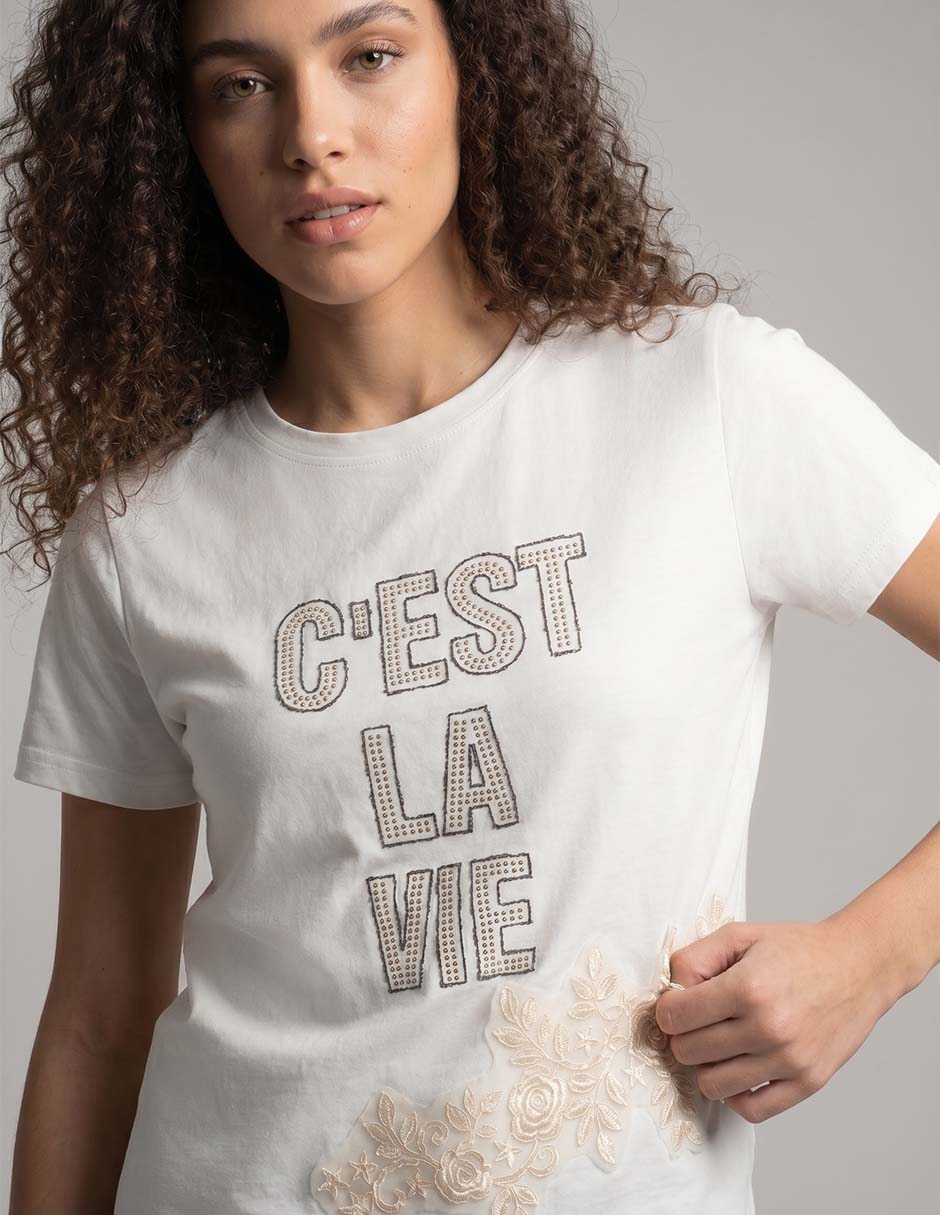 Playera manga corta cuello redondo para mujer 3