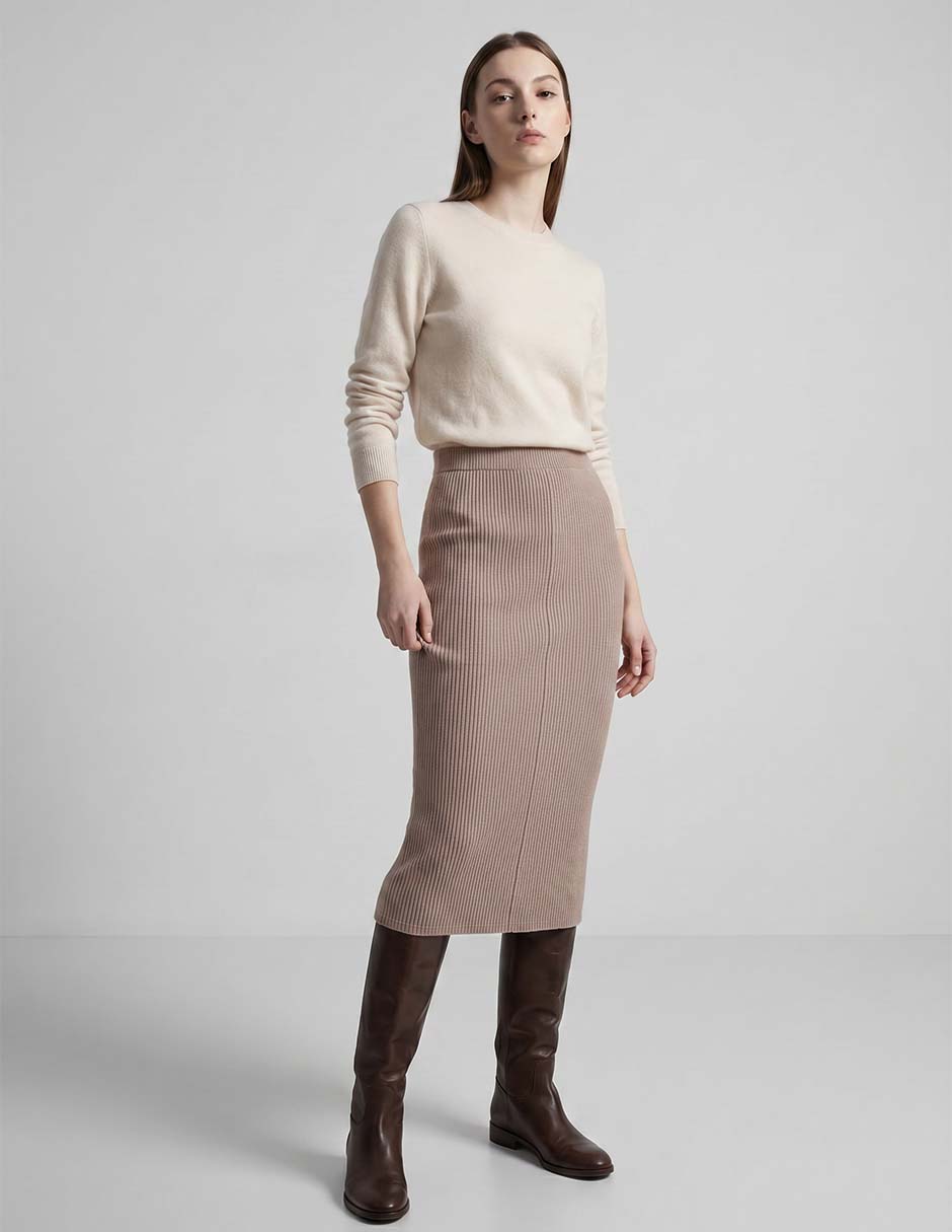 Falda midi cintura alta Falda midi cintura alta