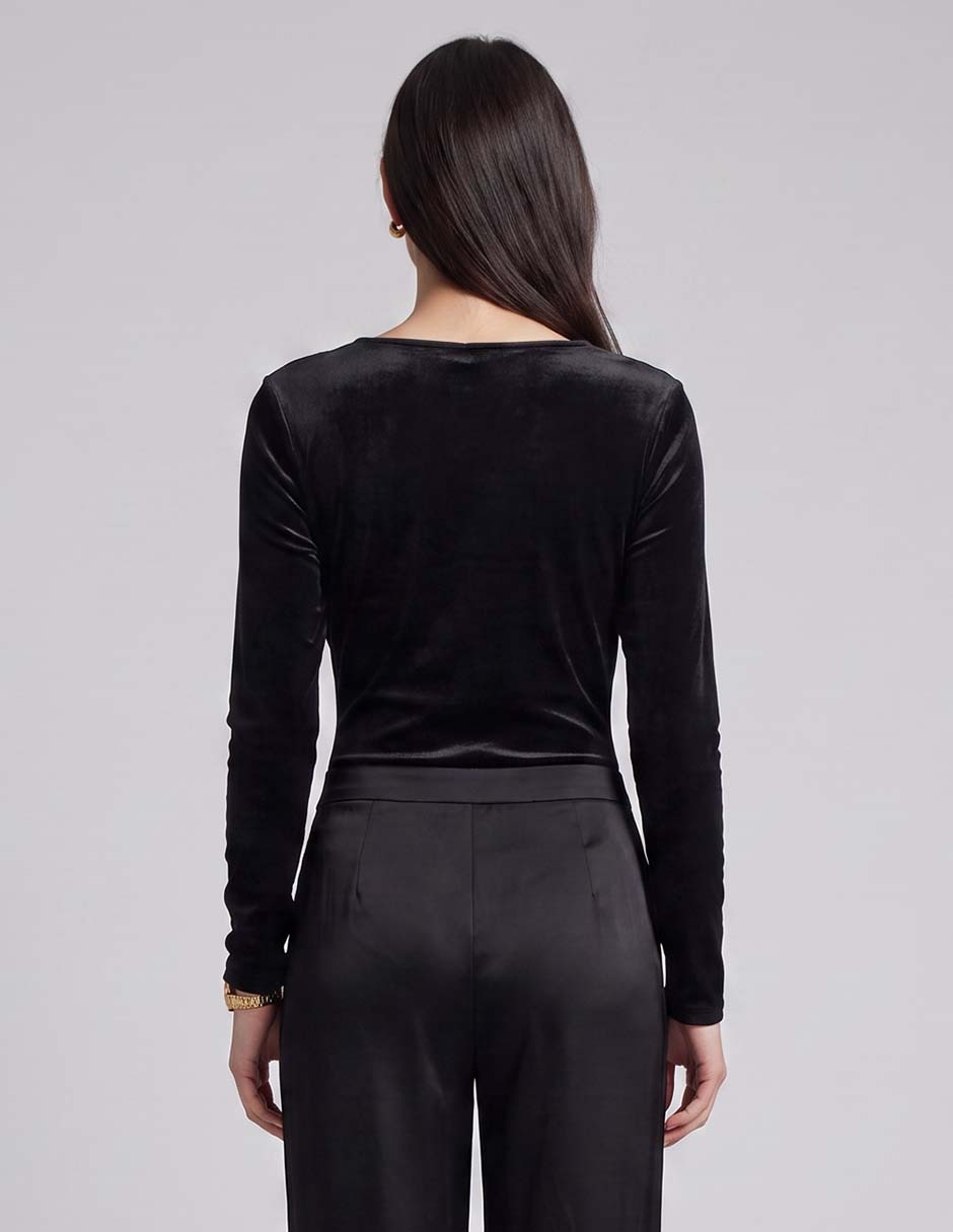 Body cuello drapeado escote profundo para mujer 2