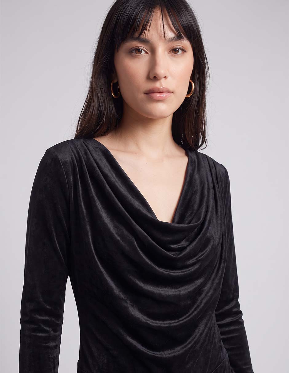 Body cuello drapeado escote profundo para mujer 4
