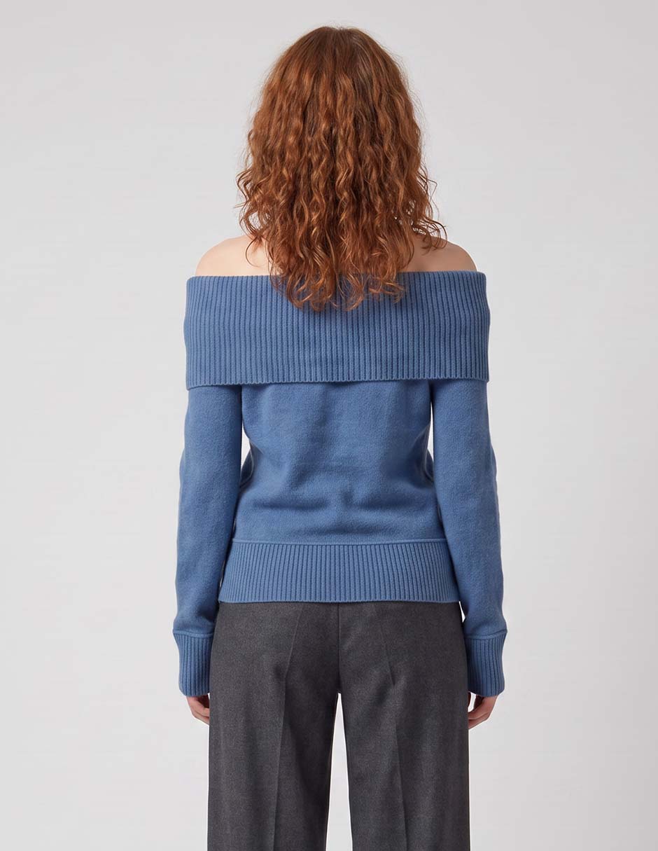 Suéter cuello bardot para mujer 2