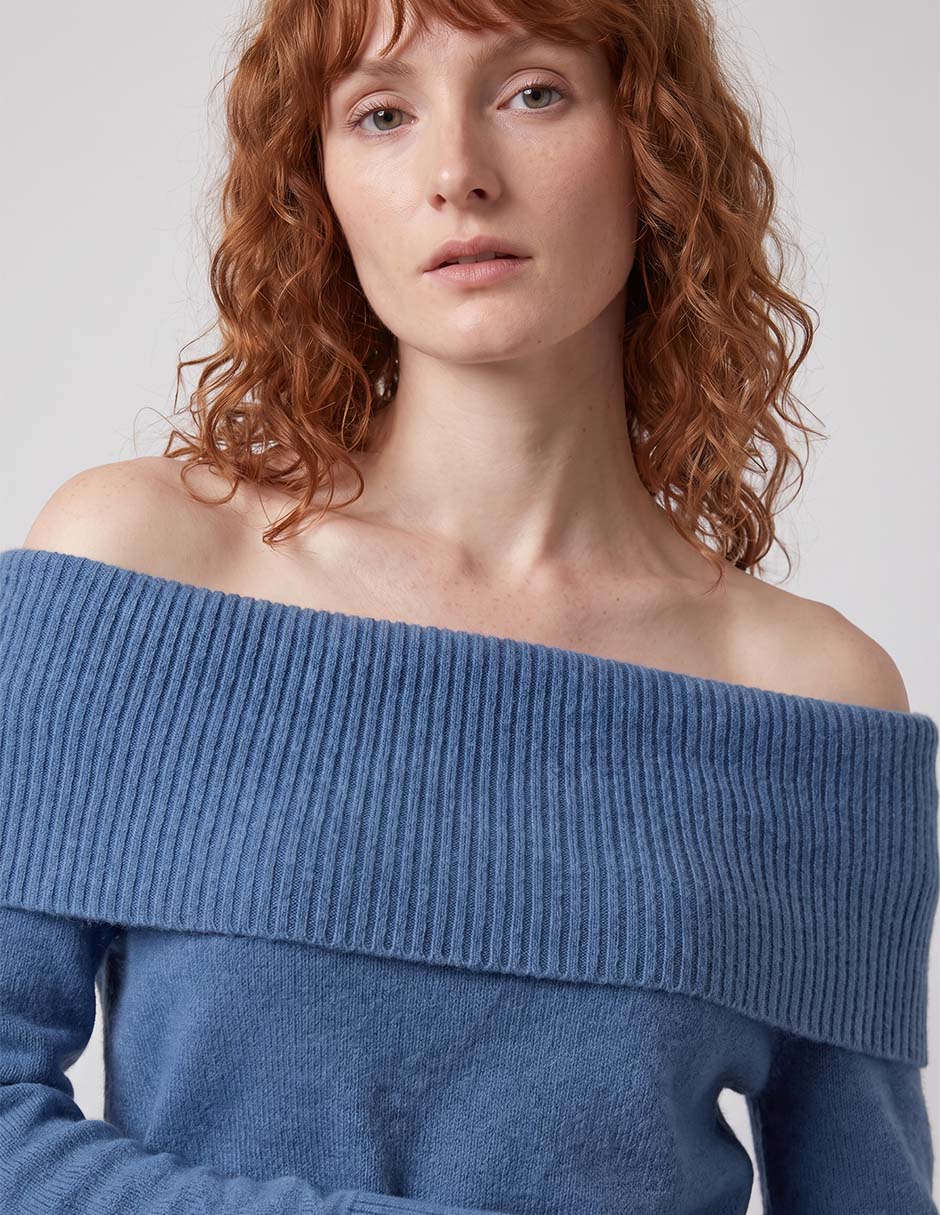 Suéter cuello bardot para mujer 3