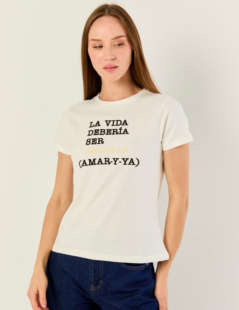 Playera manga corta cuello redondo para mujer Playera manga corta cuello redondo para mujer