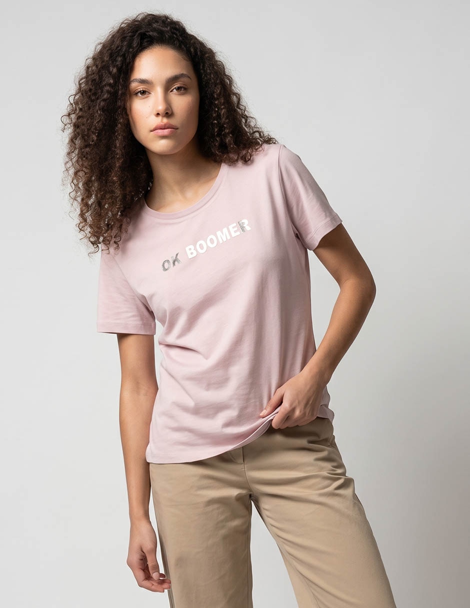 Playera manga corta cuello redondo para mujer Playera manga corta cuello redondo para mujer