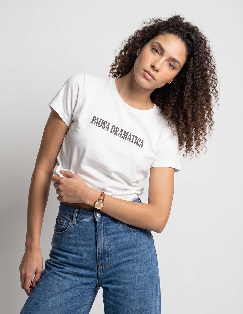 Playera manga corta cuello redondo para mujer Playera manga corta cuello redondo para mujer