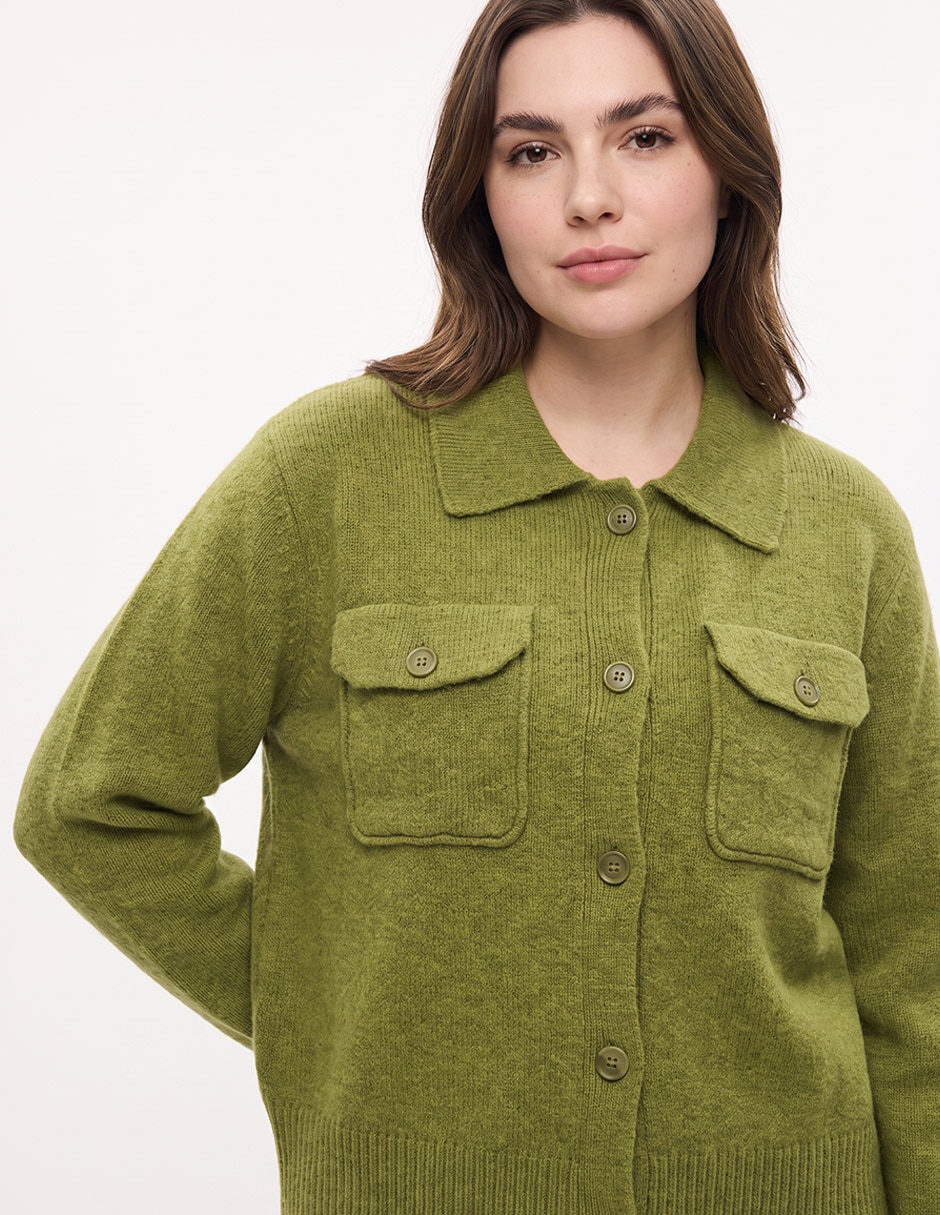 Suéter cuello camisero para mujer 4