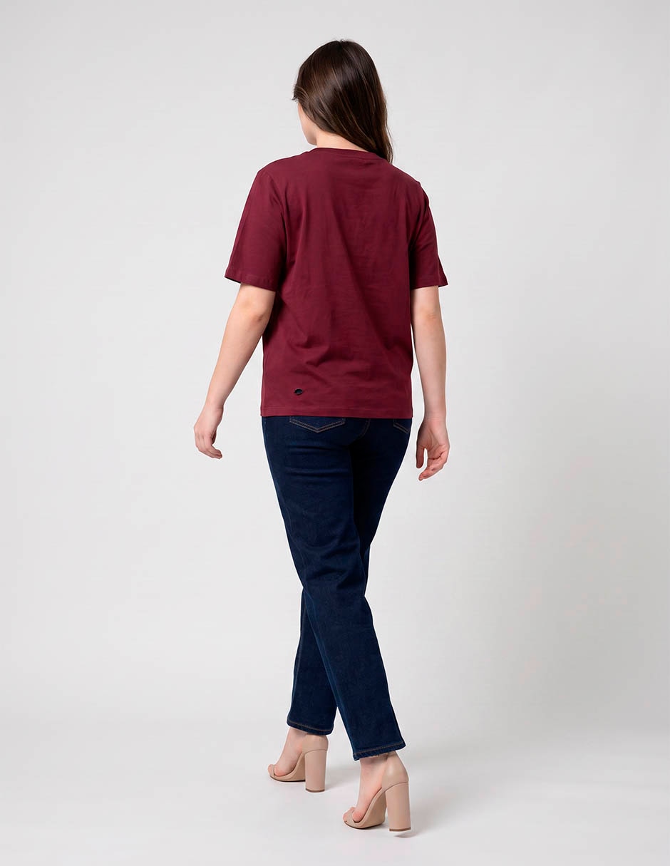Playera manga al codo cuello redondo para mujer 2