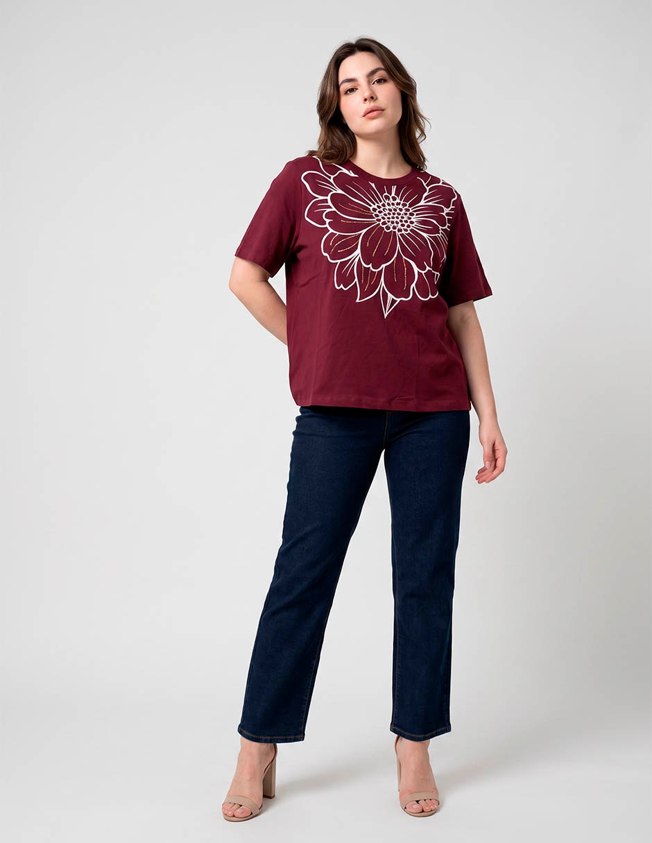 Playera manga al codo cuello redondo para mujer 3
