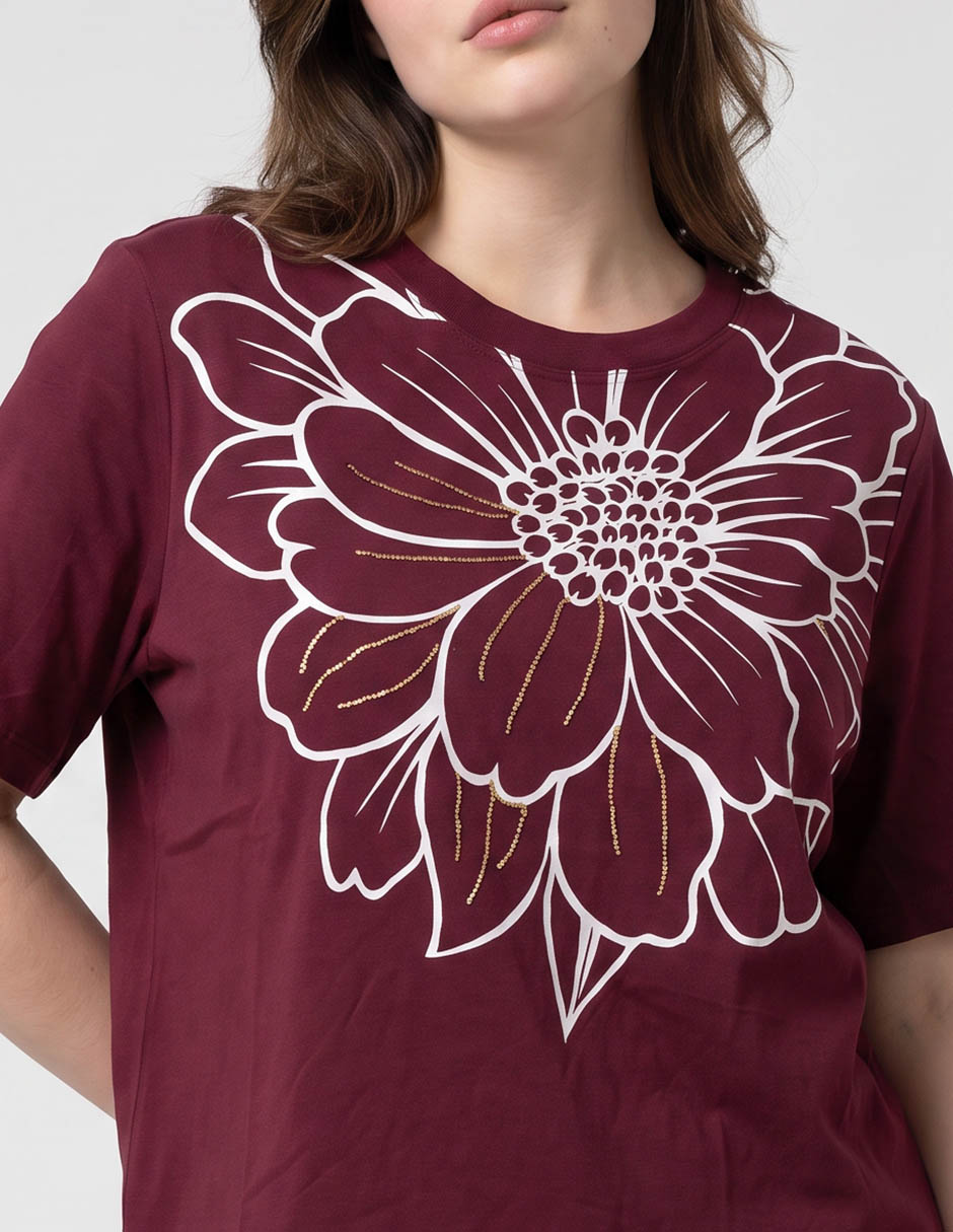 Playera manga al codo cuello redondo para mujer 4