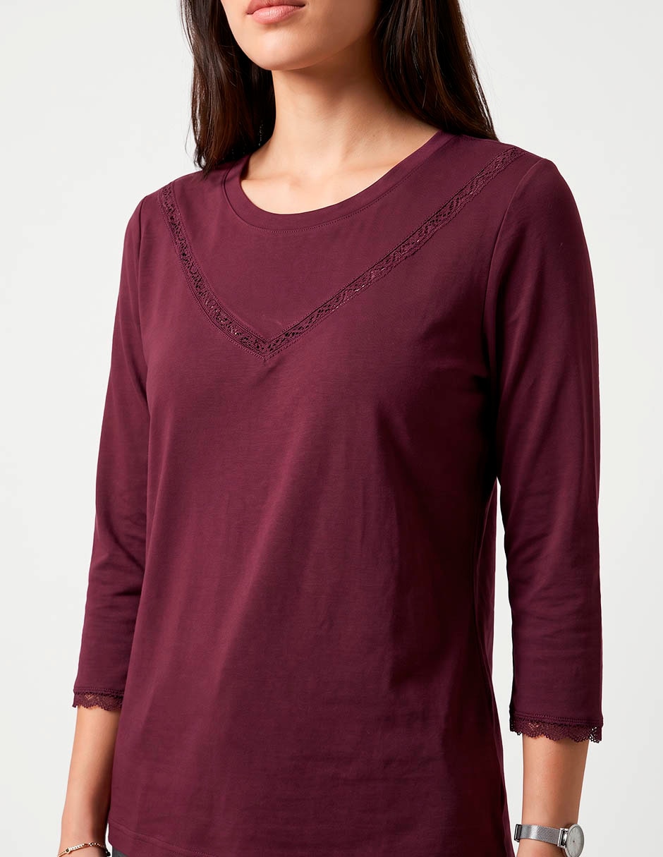 Playera manga 3/4 cuello redondo mujer 3