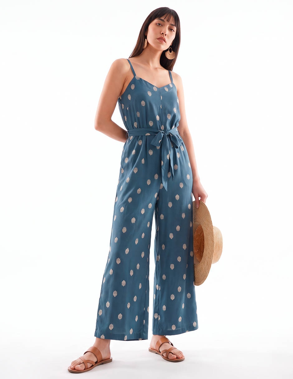 Jumpsuit casual estampado microprint para mujer Jumpsuit casual estampado microprint para mujer