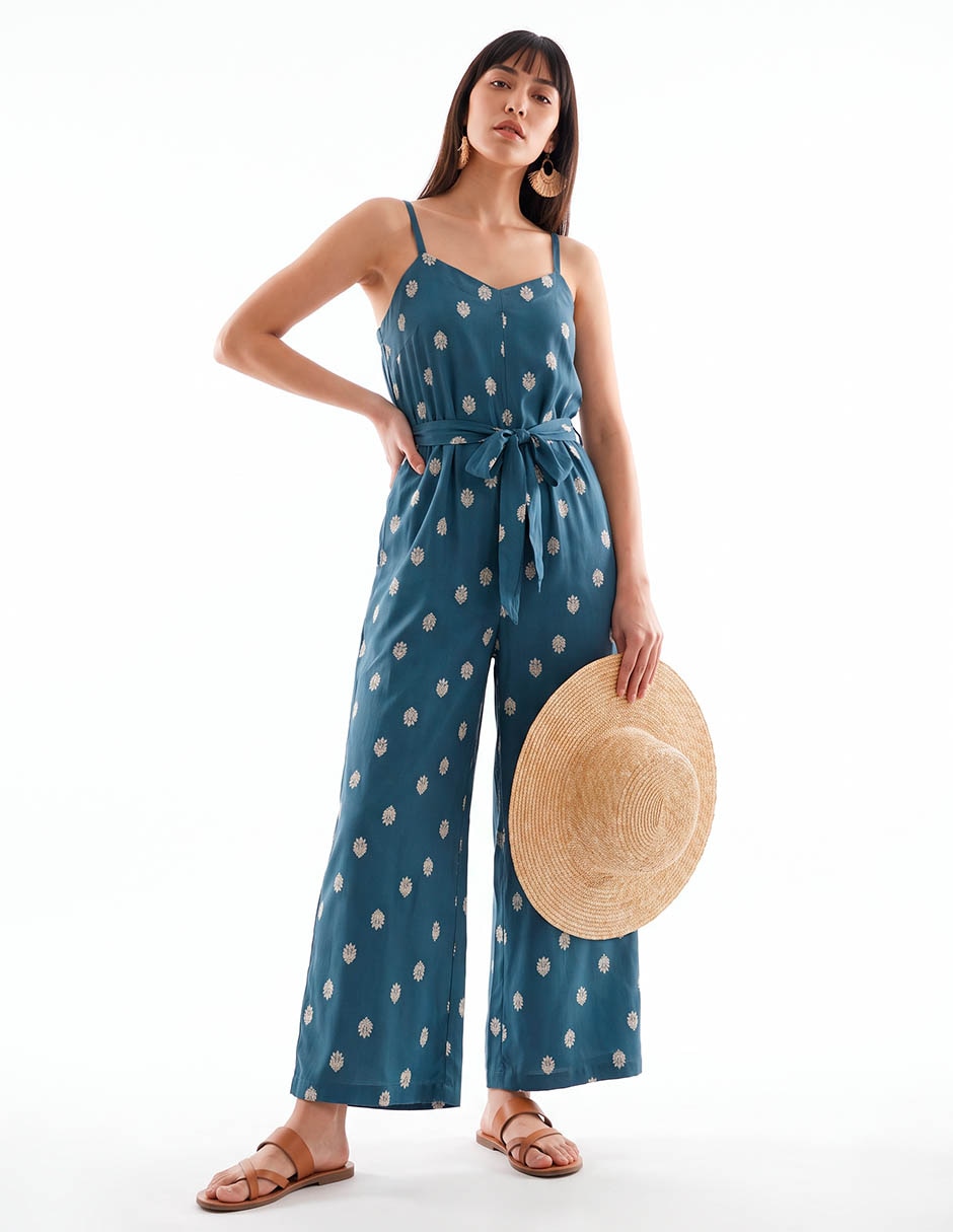 Jumpsuit casual estampado microprint para mujer 4